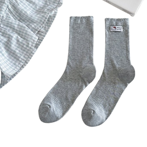 <b>Socks</b> for Women Sweet and <b>Cute</b> Embroidered Kitty <b>Socks</b> Spring and Summer Lace Double Cuff Korean Style Women's <b>Socks</b> - Product Image 1