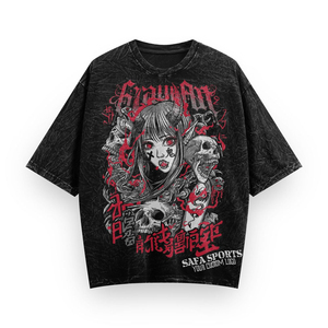 Wholesale Acid Wash POD Oversized <b>T</b>-<b>Shirt</b> 100% Cotton Comfortable and Fashionable Streetwear with Custom Logo Print - Product Image 5