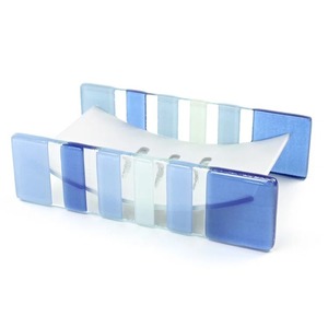 Modern <b>Blue</b> Striped Plastic <b>Soap</b> Dish Easy Cleaning Bath Accessory - Product Image 5