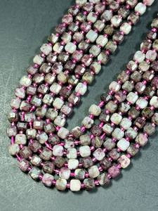 ลูกปัดพลอยทัวร์มาลีนสีพลัมธรรมชาติ รูปทรงลูกบาศก์เหลี่ยมเพชรพลอย สีม่วงพลัมสวยงาม ร้อยเป็นเส้นเต็ม สำหรับทำเครื่องประดับ - Product Image 5