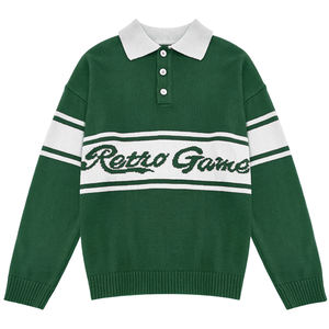 Maglione da uomo con Logo personalizzato a manica lunga Casual alla moda con collo a <span class=keywords><strong>Polo</strong></span> a righe con motivo <span class=keywords><strong>Jacquard</strong></span> in maglia <span class=keywords><strong>Jacquard</strong></span> - Product Image 2