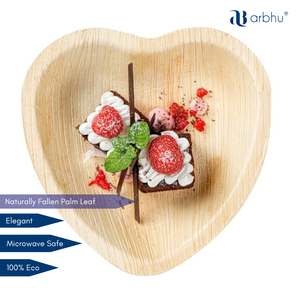 Petites assiettes décoratives jetables en forme de cœur en feuille d'arec pour desserts de fête - Product Image 2