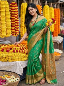 Designer pochampalli silk blend <b>saree</b> for women | wedding & - Product Image 2