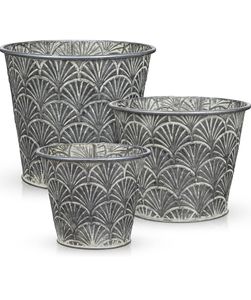 Juego de 3 Macetas Decorativas de Metal Vintage con Relieve, para Interiores y Exteriores, para Jardín, Flores y Decoración del Hogar - Product Image 1