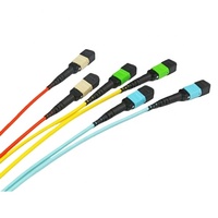 Kabel Patch Cord Fiber Optik FTTH OM4 100G MPO/MTP 12 Serat 24 Core dengan Selubung PVC