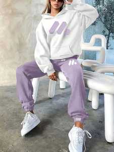 ONETEN APPARELS <b>Women's</b> <b>White</b> Oversized <b>Hoodie</b> Geometric Logo Front Pocket Cotton Knitted Autumn Style - Product Image 3