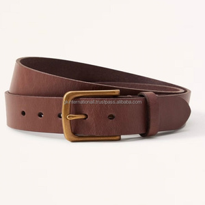 Ceinture décontractée en cuir pleine fleur marron boucle en métal plaqué laiton massif ceintures et accessoires de mode pour hommes approvisionnement en usine - Product Image 4