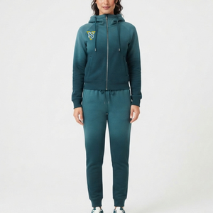 Conjunto Deportivo de Mujer con Capucha, Color Sólido, Manga Larga, Tejido de Felpa, Transpirable, de Secado Rápido, Corte Regular, 2 Piezas, Sudadera y Pantalones - Product Image 1
