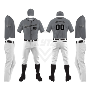 Men's Baseball Jersey Team name Gray White Pants Black <b>Socks</b> Moisture Wicking Short Sleeve Regular Fit All Seasons Apparel - Product Image 6