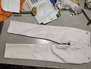 Pantalón de cuero blanco para motocicleta para hombre, suave piel de cordero con cordones, pantalones de diseñador OEM ODM, pantalones de tacto suave - Product Image 2