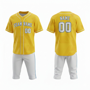 Ensemble d'uniformes de baseball personnalisés, maillot à manches courtes et pantalon imprimés par transfert thermique, polyester respirant, vêtements d'entraînement et de match pour équipe - Product Image 1