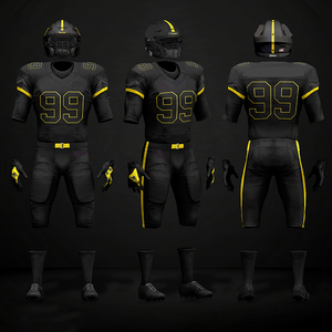 Uniformes de Fútbol Americano Más Vendidos, Jersey y Pantalones Sublimados en Negro y Amarillo, Ropa Deportiva Ajustada para Hombre con Absorción de Humedad - Product Image 6