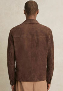 Veste chemise en daim marron pour homme, col rabattu, simple boutonnage, style décontracté - Product Image 3