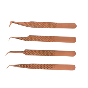 Ensemble de pinces à cils en acier inoxydable de qualité supérieure, logo personnalisé, poignée diamantée or rose, pinces à cils volume, kit de 4 pièces - Product Image 6