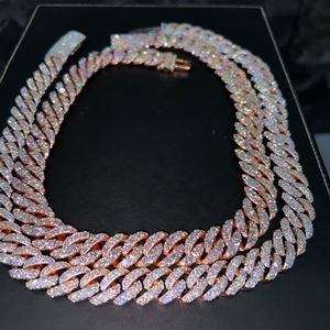 สร้อยคอเทนนิสแบบกำหนดเองคุณภาพสูง Iced Jewelz ขนาด 6 นิ้ว ประดับเพชรทรงเหลี่ยมเจียระไน Moissanite ชุบทองคำชมพูบนเงินแท้ สไตล์ฮิปฮอป สำหรับทั้งชายและหญิง - Product Image 3
