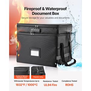 Scatola Portadocumenti Ignifuga a Due Strati Portatile 1832 Fahrenheit Isolata Termicamente Impermeabile con Serratura per Uso Ufficio - Product Image 2