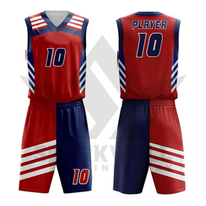 Conjunto de Uniforme de Baloncesto Sublimado Personalizado, Rojo, Azul y Blanco, Cuello en V, Sin Mangas, Absorbe la Humedad, Ropa Deportiva Unisex para Adultos, Diseño 3D Frontal - Product Image 5