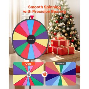 Ruleta de la Fortuna de 24 Pulgadas con Altura Ajustable, 14 Ranuras, Rueda Giratoria de Premios, Borrado en Seco, 2 Artículos de Fiesta - Product Image 4