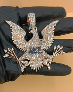 Colgante de Plata de Ley 925 con Diamantes de Moissanita Iced Out, Diseño Águila Americana y Armas, Estilo Hip Hop para Hombre, Joyería de Moda para Raperos - Product Image 1