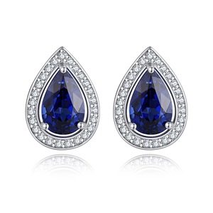 Pendientes de diamantes azules de corte pera de 1.5 quilates de la mejor calidad con diamantes blancos, pendientes de lujo para boda - Product Image 1