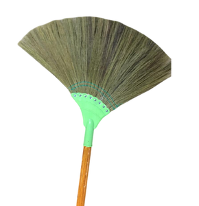 Balai pratique en fibres végétales avec pelle à poussière en bois pour la maison et la cuisine - Balai en herbe fait main en matériaux naturels pour le nettoyage des sols - Product Image 1