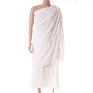 Ensemble Ihram Compressé Jacquard Tricoté 100% Coton Blanc Anti-statique Respirant Élégant Qualité Professionnelle 2 Pièces pour Hommes Adultes Hajj Umrah - Product Image 1
