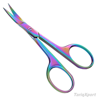 Ciseaux à ongles professionnels multicolores en acier inoxydable de petite taille pour la beauté, le maquillage et la coupe des sourcils avec lames droites et affûtées, logo