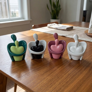 AG Elements - Juego de Esculturas Modernas de Cerámica, Figuras Decorativas para Mesa, para Cafetería Temática, Librería, Decoración de Interiores - Product Image 1