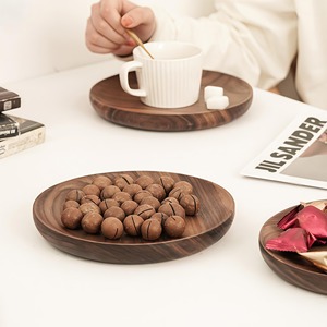 Modern Japanese Style Walnut Wood Dessert <b>Plate</b> Solid Wooden <b>Disposable</b> Fruit <b>Plate</b> and Dish for Parties - Product Image 2