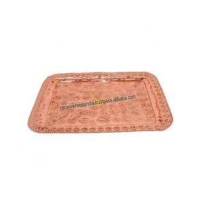 Bandeja de servicio de diseño de lujo al por mayor bandeja rectangular de cobre para el almuerzo cena té y café - Product Image 1