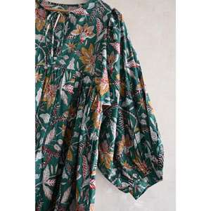 Vestido Boho de Algodón con Estampado de Bloques para Mujer, Ligero, Transpirable, Ropa Natural de Verano, Vestido Casual Lavable para el Día a Día - Product Image 2