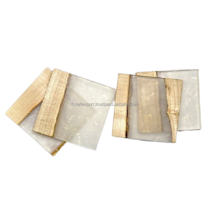 Nouveau Meilleur Design Décoration De Table Bois Résine Époxy Dessous De Verre Napperons De Table Sublimation Blancs Boisson De Mariage Inde RF Artisanat - Product Image 4