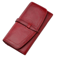 Dompet Panjang Wanita Kulit Asli Premium Vintage Anti-RFID dengan Resleting, Bahan Linen Ramah Lingkungan, Logo Custom Tersedia