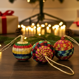 Boules de jonc de mer de haute qualité, artisanat en jonc de mer tressé, décorations d'arbre de Noël, ornements fabriqués au Vietnam par Kng CraViet - Product Image 1