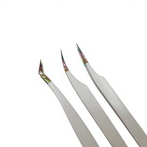 Pinzas para pestañas de volumen con punta de fibra y agarre de fibra, de acero inoxidable, personalizables con marca privada, para extensión de pestañas - Product Image 3