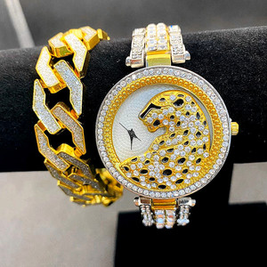 Fashion Women <b>Watch</b> With <b>Bling</b> Bracelet 2pcs <b>Ladies</b> <b>Watches</b> With Hip Hop Jewelry Sets 9782 - Product Image 4