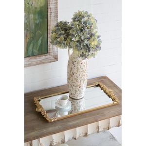 Rectangular <b>Mirrored</b> Storage Tray With Gold Plated Frame Classic Design For <b>Tabletop</b> Use - Product Image 6