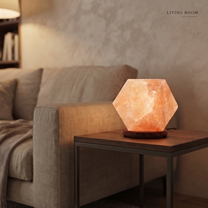 Lámpara de Cristal Rosa del Himalaya, Lámpara de Mesa de Cristal Geométrico con Forma de Diamante para Decoración de Dormitorio, Sala de Estar, Oficina y Bienestar - Product Image 3
