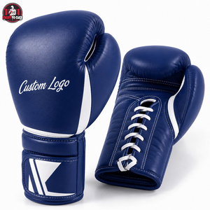 Best Seller Royal Blue and <b>White</b> Lace-Up Custom Logo Training Fight Gear Wholesale Rate New Arrival Trendy Durable <b>Boxing</b> <b>Gloves</b> - Product Image 4