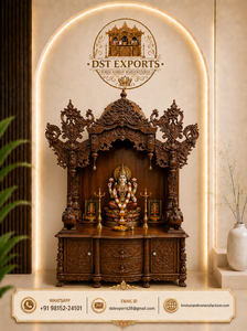 Grand Temple Hindou en Bois pour la Maison avec Armoire de Rangement et Finition en Bois de Teck Premium, Grande Salle de Prière Hindoue en Bois, USA - Product Image 6