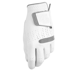 Gants de golf en cuir Cabretta gris pur avec bordure blanche, protection UV, respirants, légers, ultra doux en peau de mouton, vente en gros - Product Image 3