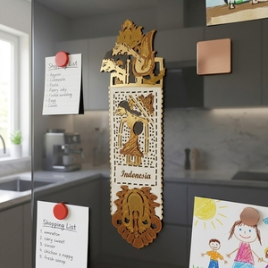 Handcrafted Indonesian Wayang Kulit Leather Fridge Magnet Traditional Cultural Souvenir Refrigerator Accent Kitchen Home Decor - Product Image 6