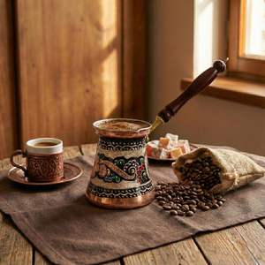 Cafetière turque en cuivre de haute qualité, pot à café arabe, chauffe-café Cezve pour cuisine, café, restaurant - Product Image 1