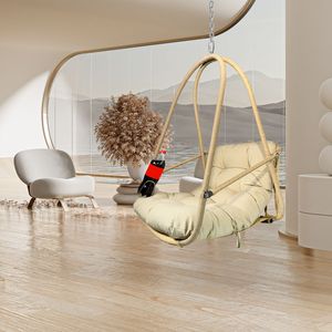 Fauteuil suspendu en rotin tressé pour intérieur/extérieur, chaise œuf suspendue avec une capacité de 350 lb, balançoires de patio - Product Image 6