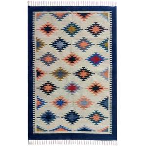 พรม dhurrie ทำด้วยมือทำจากผ้าฝ้ายขนาด4x6ฟุตสำหรับการตกแต่งห้องนั่งเล่นหรือห้องนอนที่หรูหรา - Product Image 3