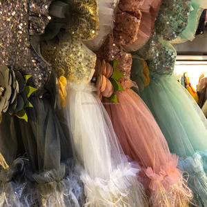 Vestido de lana elegante para niños con diadema para niñas Ropa de fiesta de tela de hilo superior con diseño de secuencia de temporada de primavera - Product Image 6