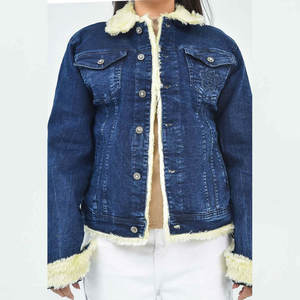 Veste en jean épaisse pour femme, boutonnée, manches longues, coton délavé, style vintage, tricotée, décontractée, streetwear, automne-hiver - Product Image 1