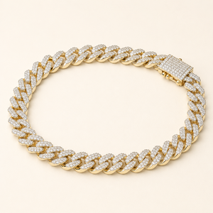 Diamond Cuban Bracelet | Lab Grown Diamond 10KT Yellow Gold <b>Iced</b> <b>Out</b> Cuban Link <b>Chain</b> | Men's Jewelry Fine Diamond Bracelet - Product Image 1