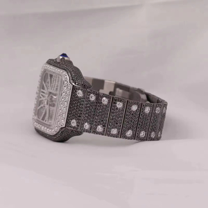 Montre Unisexe de Luxe Forme Antique Hip Hop en Acier Inoxydable Noir avec Mouvement Quartz ETA, Moissanite VVS Sertie, 3 ATM, 40mm, Discret - Product Image 3