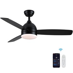 Ventilatore da soffitto LED moderno Yamiyu da 48 pollici, nero opaco, con asta integrata intelligente, compatibile con Alexa e Google Assistant - Product Image 5